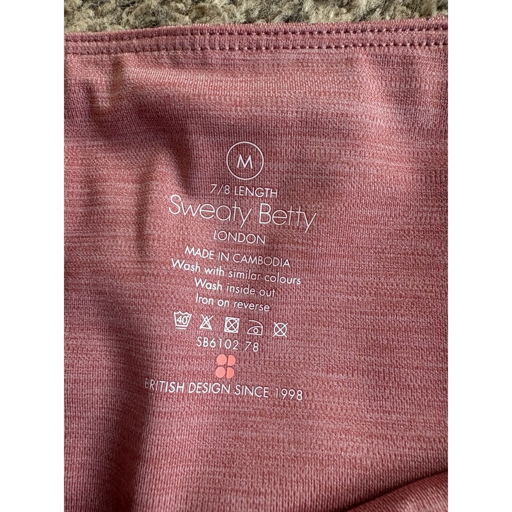 Sweaty Betty 7/8 Length Leggings Pink Disco Metallic Foil size Medium - Picture 2 of 4